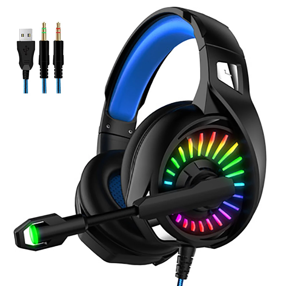 Игровые наушники проводные стерео PS4 гарнитура для xbox с RGB светильник микрофон