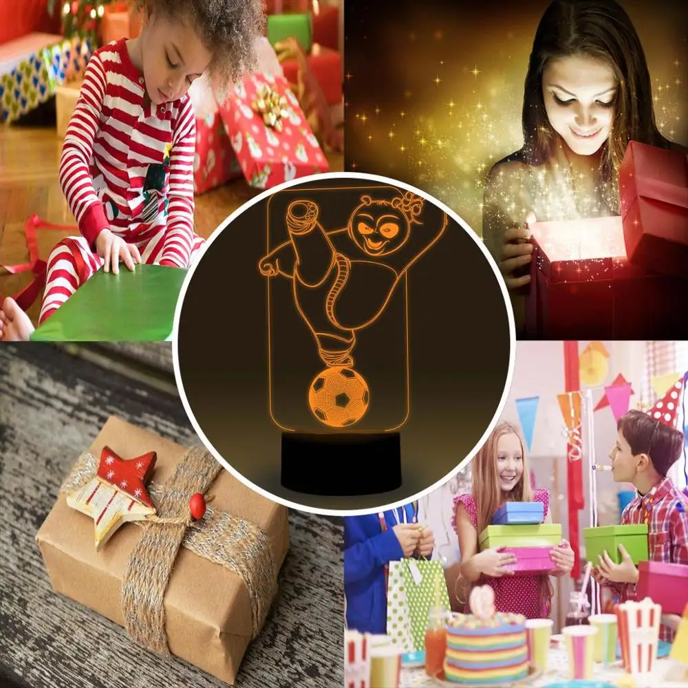 NiteApps 3D кунг фу Панда игра Футбол ночник настольная лампа иллюзия Лампа подарок на