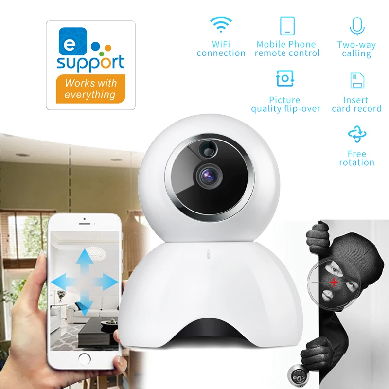 wireless security cameras eWeLink Smart IOT HD Camera Night Vision IP Camera reomotely viewing by phone APP control Security Video Surveillance Camera indoor security camera