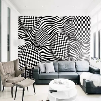

Custom large mural 3D wallpaper Modern creative 3D space abstract sphere zebra pattern TV back wall decor deep 5D embossed