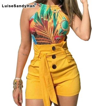 

High Waist Buttons Lace Up Wide Leg Shorts Women's Slim Sexy Solid Color Folds Fashion Bright Shorts Female Spring Summer Cool