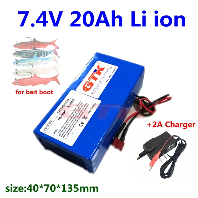 Rechargeable 7.4V 20000mAh Lithium ion 18650 battery pack 7.4V 20Ah for  bait boot back