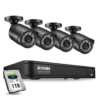 

ZOSI 5MP 8CH CCTV Video Security Outdoor Nightvision Waterproof IP Camera Control Surveillance System POE H.265 8CH NVR Kit HDD
