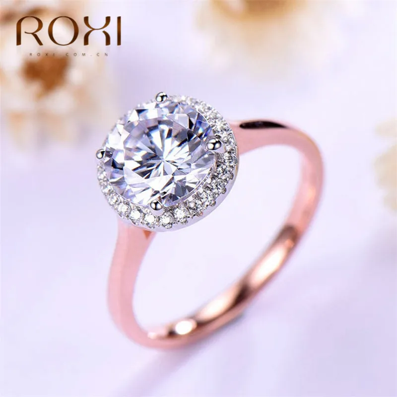 ROXI Белый огненный опал кольца AAAAA мини проложить круглые кольца с цирконием для Для женщин Роскошные свадебные для годовщины помолвки кольца подарок для девочки