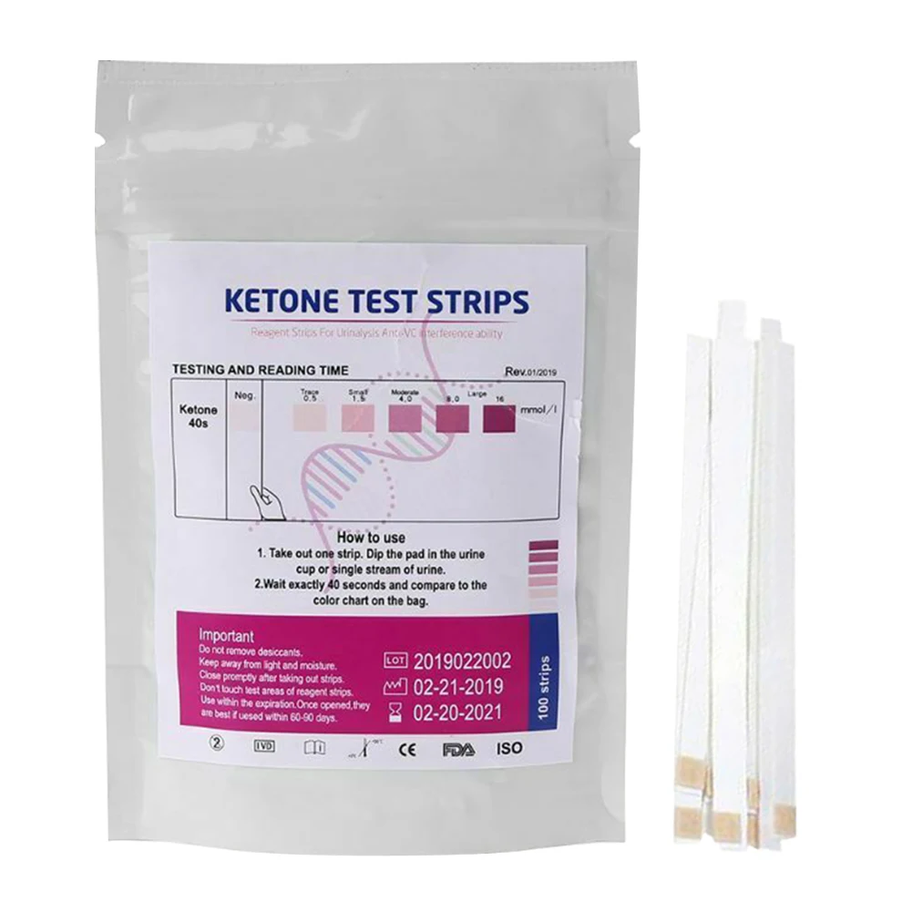 

100pcs/bag Urinalysis Urine Laboratory Analysis Medical URS-1K Professional Reagent Accurate Ketone Test Strips Anti-VC Fast