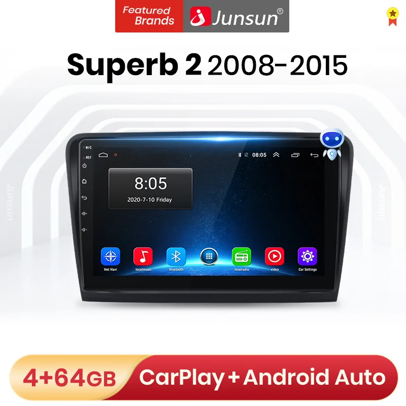 Мультимедийная магнитола Junsun V1 Pro для Skoda стерео-система на Android 10 0 4 Гб ОЗУ 64 ПЗУ с
