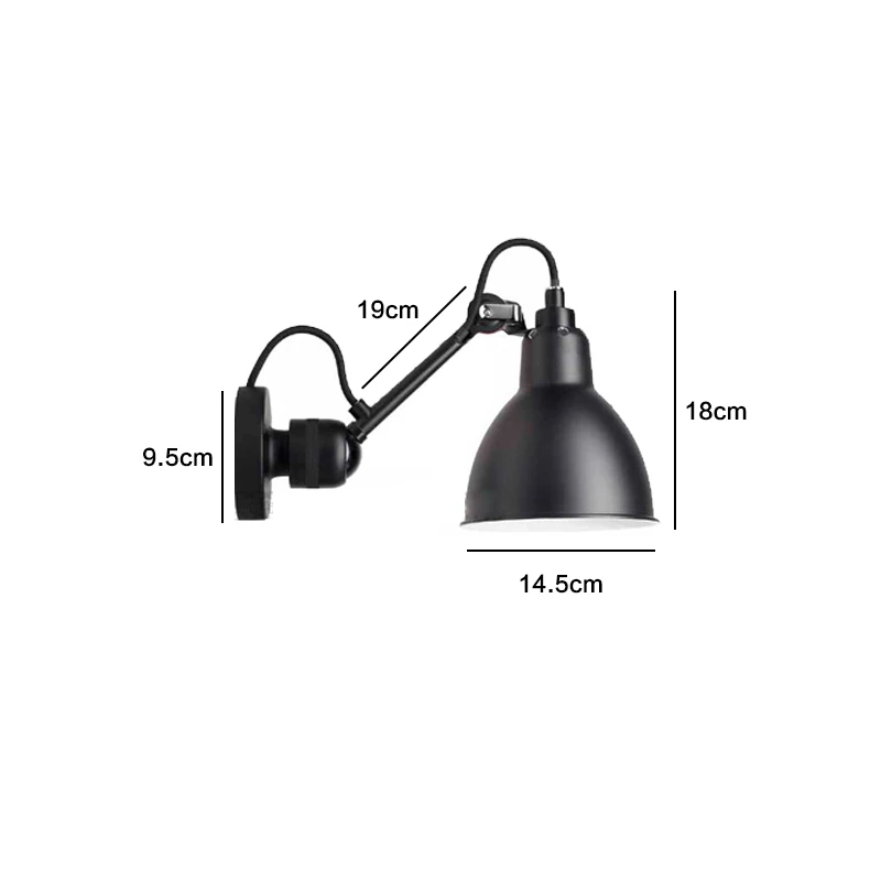 Ретро бра, скандинавский промышленный настенный светильник с розеткой для спальни, гостиной, кабинета, чердак, 110 В, 220 В, E27 - Цвет абажура: S wall light Black