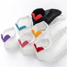 

Qisin 6Pairs Women Socks Harajuku Female Cotton Ankle Socks White Heart Socks Cute Girls Students Comfortable Casual Short Socks