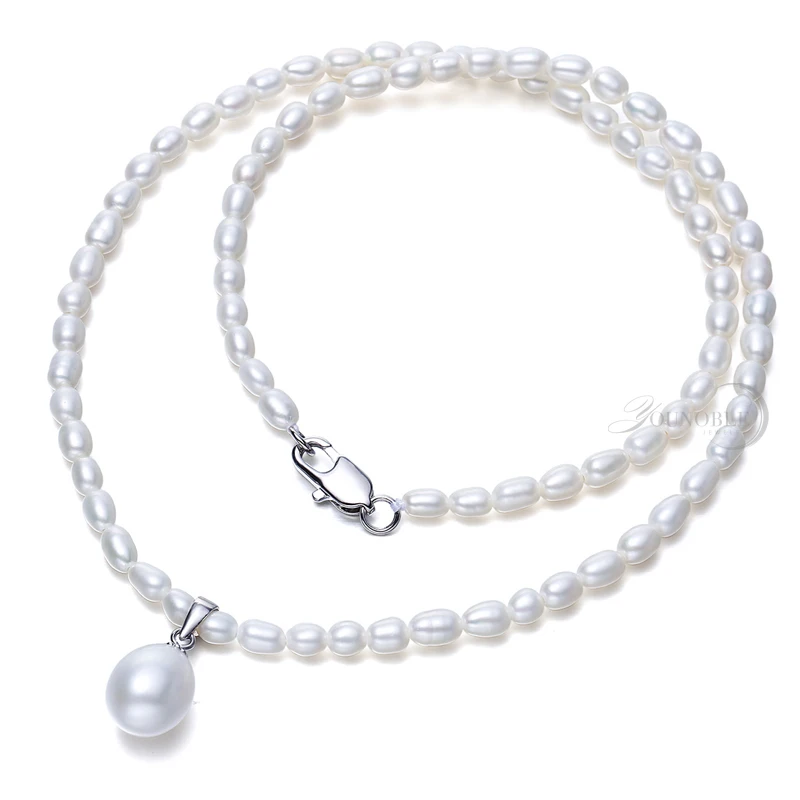 Wedding Real Freshwater Small Pearl Necklace for Women,Classic Natural Pearl Pendant Necklace Anniversary Gift White Purple