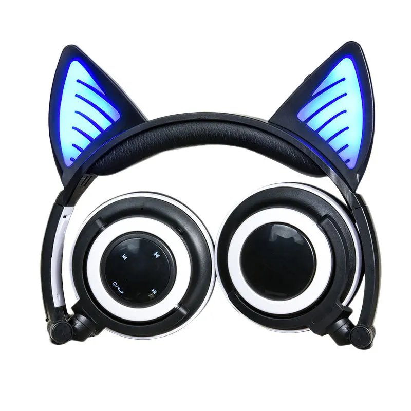 New Cat ear bluetooth headphone Glowing LED light Handsfree bluetooth headset foldable gaming headphones for kids Gift