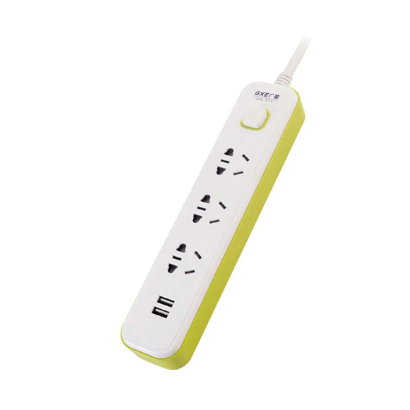Протектор для экрана сенсорного Мощность полосы 2/3 USB Стандартный Plug расширители Выход переключатель управления 10A 220V 2500W