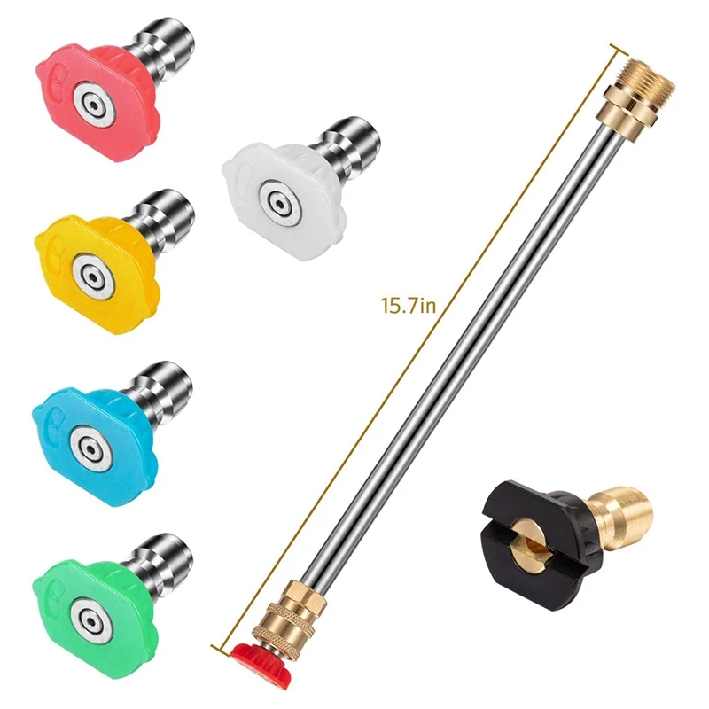 

Pressure Washer Nozzle Tips Set, Quick Connector Pivoting Adapter Coupler with 5 Rotation Angles, Soap and Rinse Nozzles Spray A
