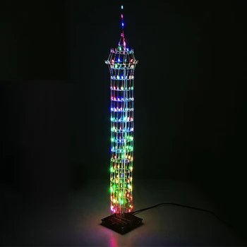 

DIY Colorful LED Display Lamp Infrared Remote Control DIY Welding Light Kits DIY Lamp Brain-training Toy - Macao Tower
