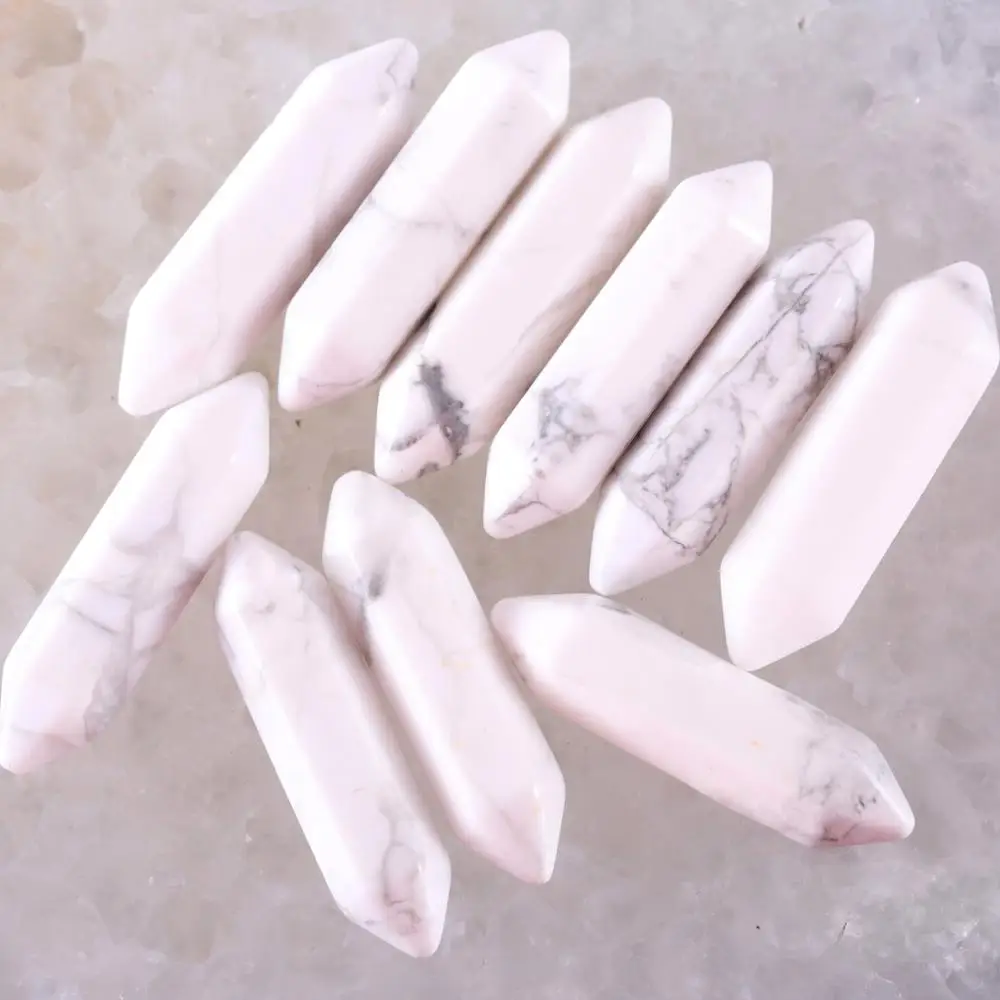 8x32 мм натуральные камни Белый Howlite шестиугольная Исцеление заостренный Рейки