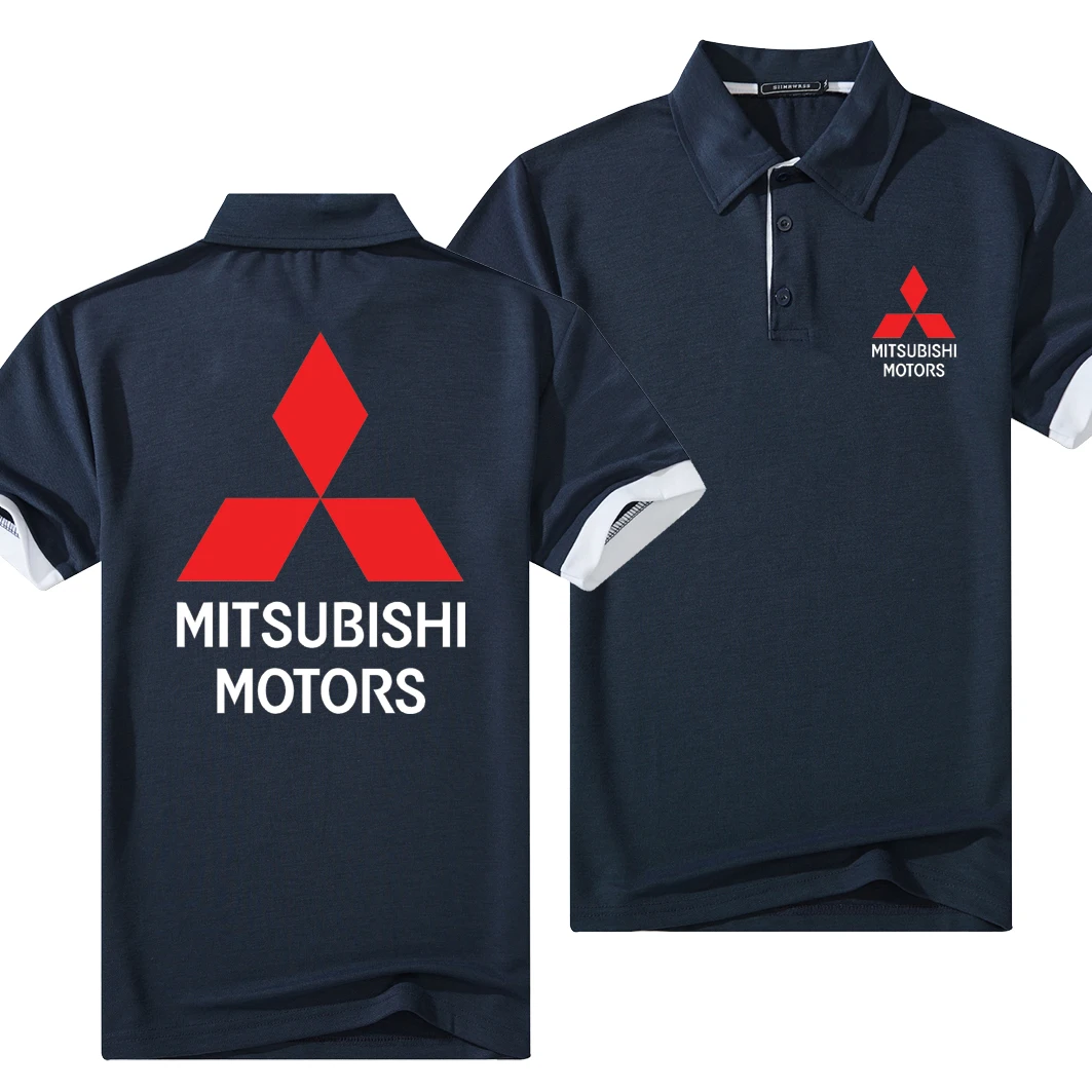 Новый летний Mitsubishi Motors логотип бренда с лацканами Поло для мужчин из хлопка