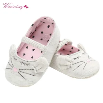 

WEIXINBUY Baby Girls Shoes Cute cat soft bottom anti-skid Shoes Newborn Infant Toddler First Walkers Soft Soled Cotton Kids Shoe