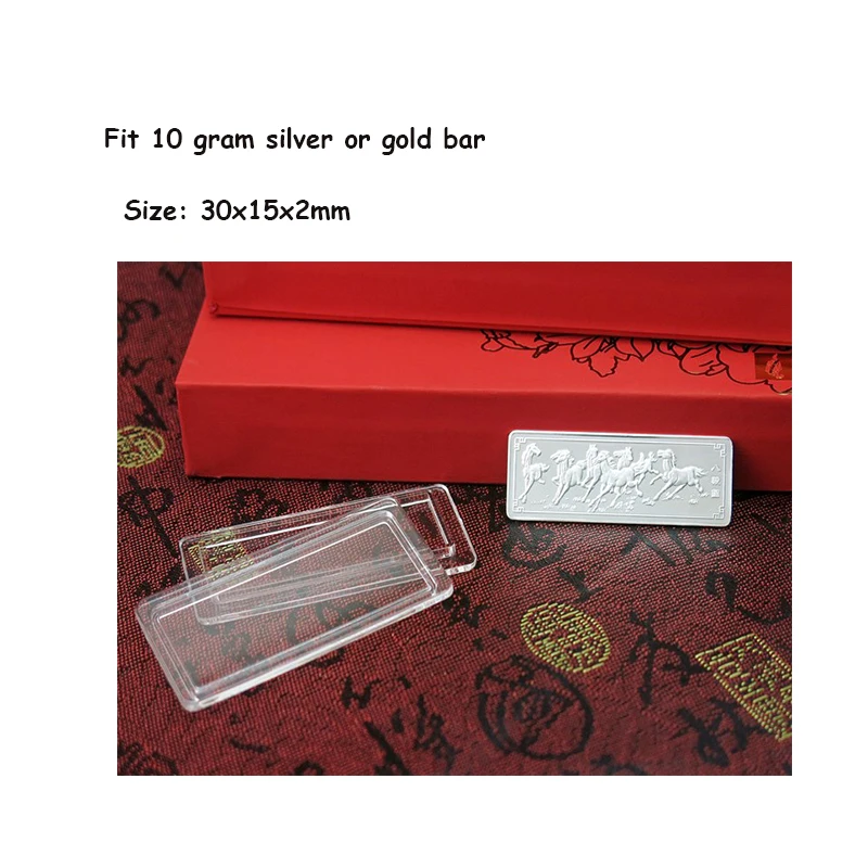 Silver Gold bar bullion box 10grams & 1 OZ empty plastic Acrylic case 30mm x 15 mm or 1.18in x 0.59in