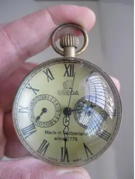 

2 inch / Exquisite Chinese vintage Copper Glass pocket watch Ball clock