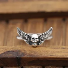 

Personality Punk Style Opening Adjustable Wings Skull Rings for Men's and Women's Devil Wings Finger Ring Hip Hop Jewelry