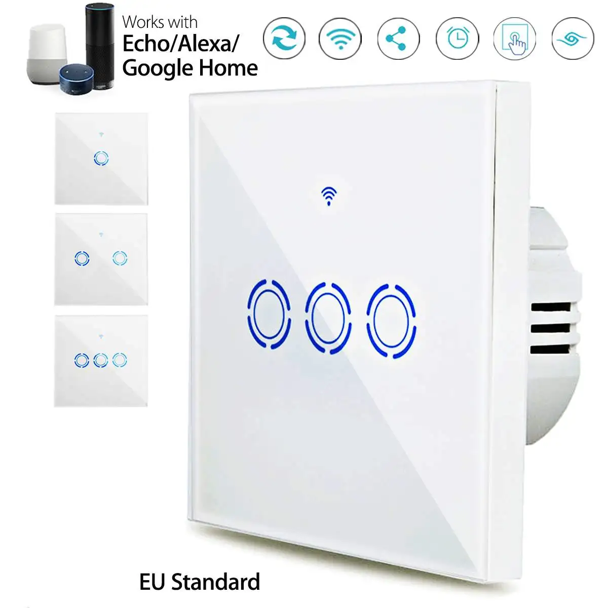 ЕС wifi умный панельный переключатель сенсорный настенный переключатель Голосовое управление приложение дистанционное управление Лер работать с Alexa Google Home 90-250 В