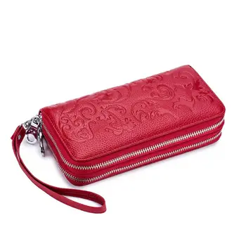 

Flower Embossed Female Women PU Leather Long Wallet Card Holder Wristlet Purse Ladies Handbag Zipper Bag