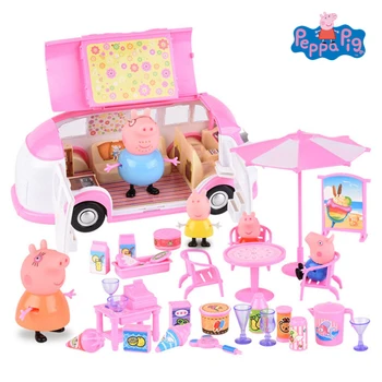 

Original Peppa Pig Dining Car Toy Party Picnic Set Action Figure Doll Family Dad Mom George Model Child Birthday Gift
