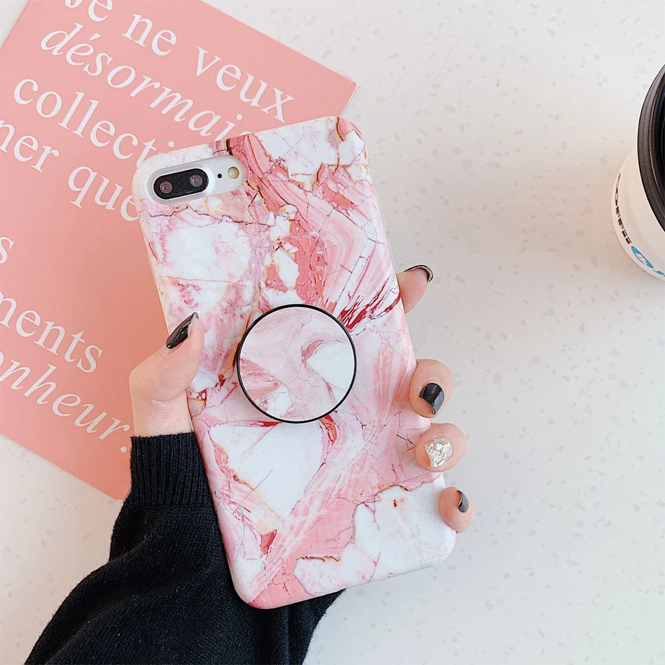 Sinocom Handa Чехлы под мрамор для iPhone 11 XR 8 XS Max X XR X 6S 7 8 Plus чехол 11 Pro Max marble Grip Stand Holder Funda Coque