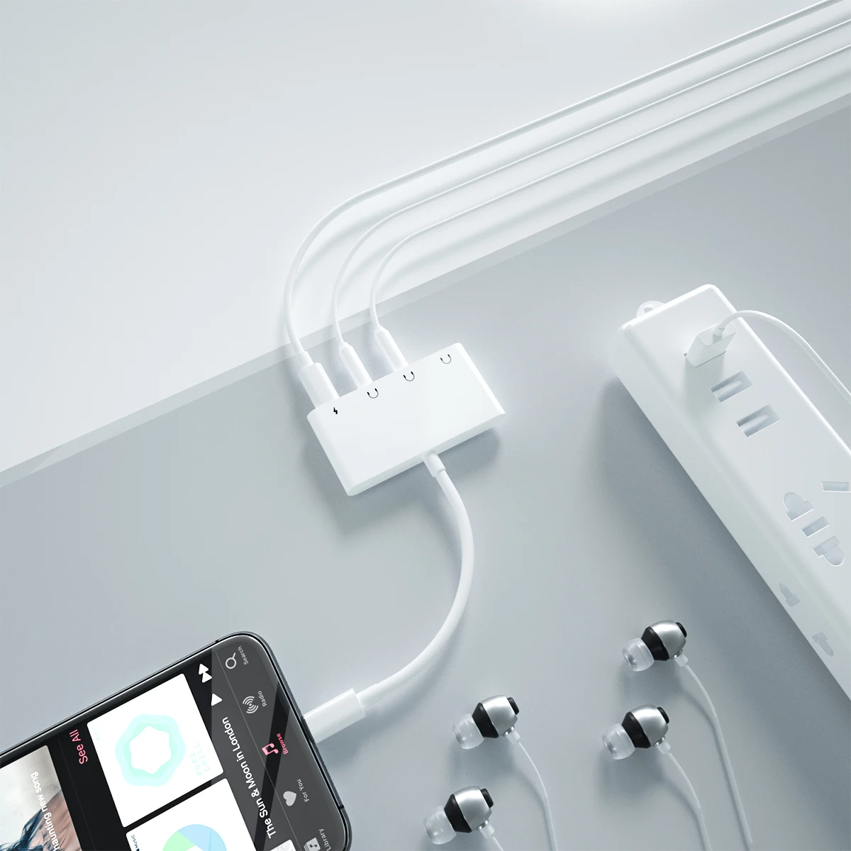 Lighting to 3 5mm Jack Adapter Dual Headphone 4 In 1 Audio Charging Splitter for Phone 11 11Pro XS 8 Plus 7 7