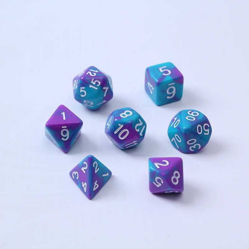 

7pcs Dice Set with effect poker d&d d4 d6 d8 d10 d% d12 d20 Polyhedral TRPG Games rpg game dice