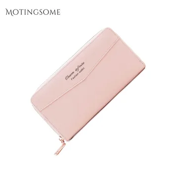 

Minimalism Women Wallets and Purses Solid Color PU Leather Long Style Elegant Purse Card Holder Coin Clutch Luxury Design 2020