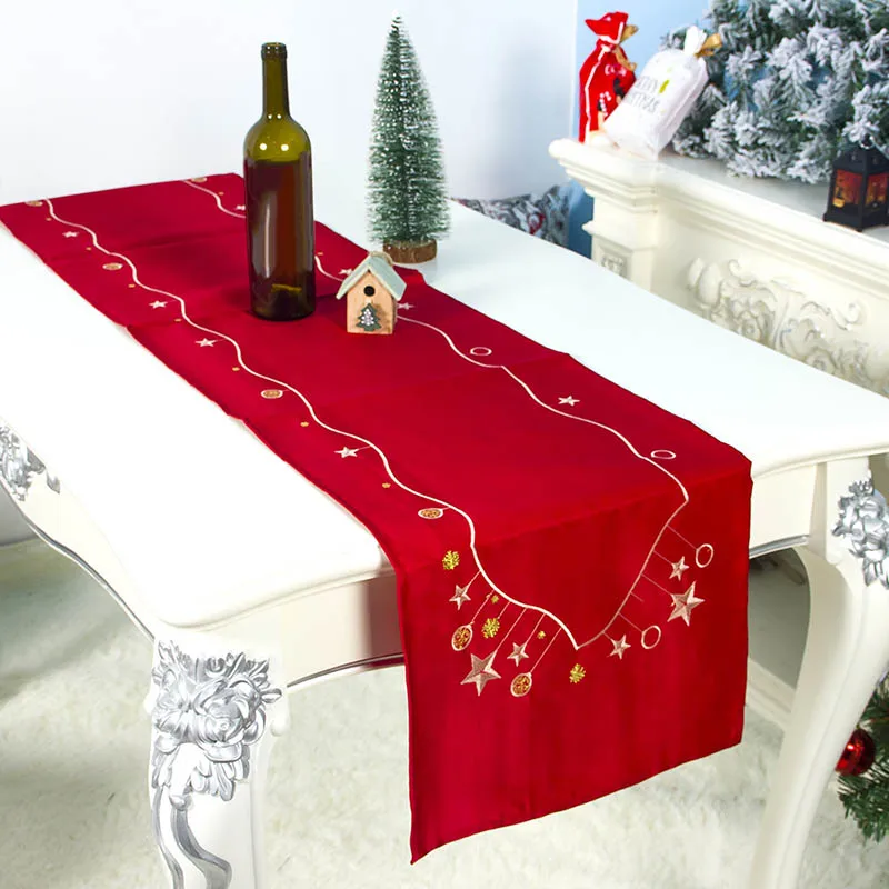 Christmas Banquet Dining Tablecloth Table Cover Embroidered Greetings Season New