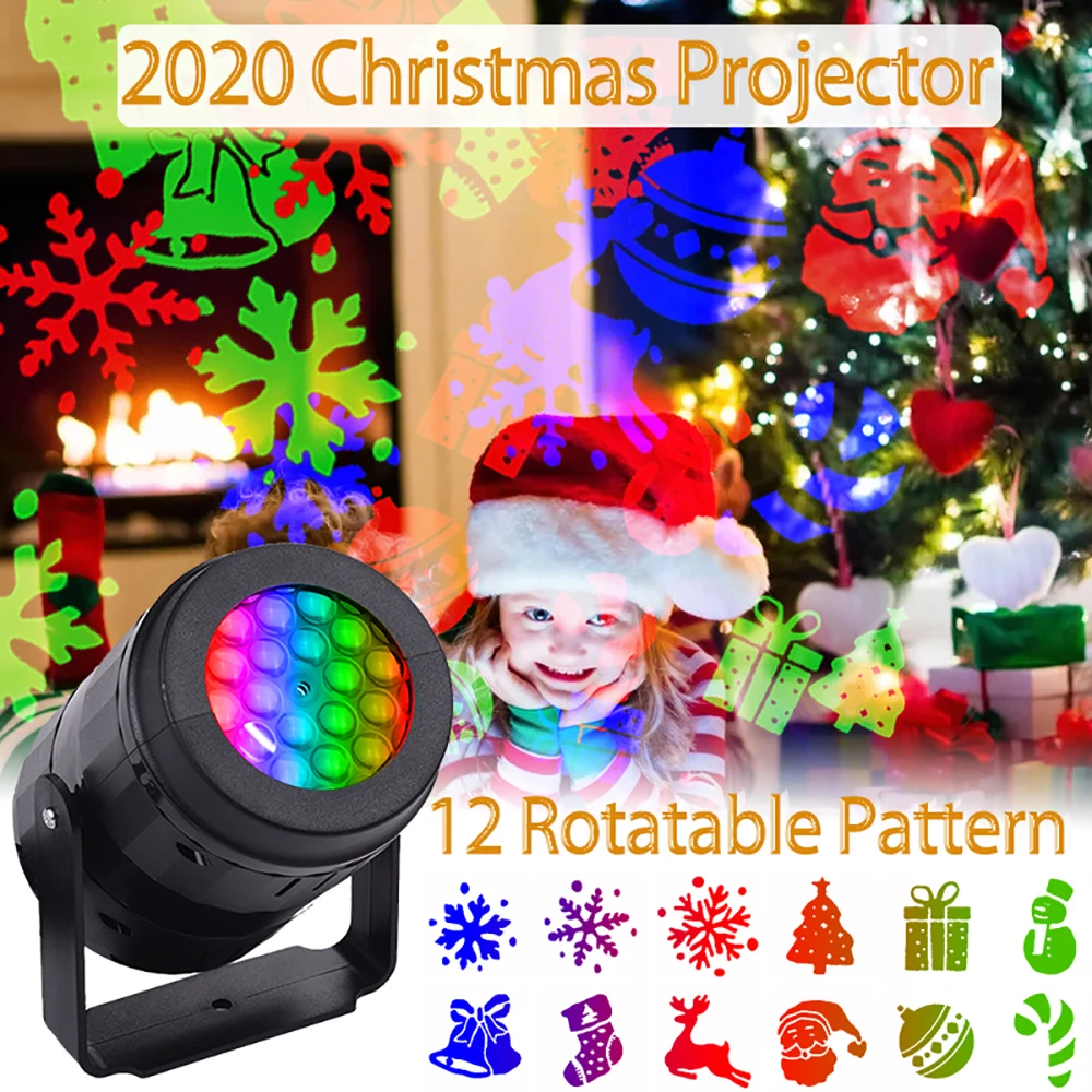 Рождественский светодиодный прожектор, 12 моделей, вращающийся лазерный светильник, праздничный декор, Ночной светильник, снежный проектор, Рождественский светильник - Color: Multi