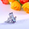 JoiasHome-Anillos clásicos de plata 925 con forma de rectángulo de 6*18mm, anillo piedra preciosa Esmeralda para mujer, regalo de fiesta de boda, talla 6-10 ► Foto 3/6