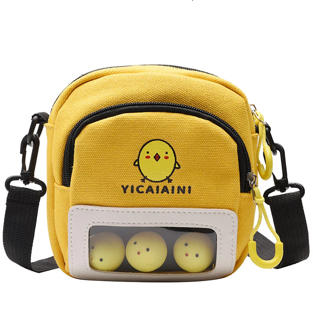 Для женщин Холст сумка через плечо сумка с цветовым контрастом с милым цыпленком печати Курьерские сумки женская маленькая сумочка для школьников# YJ - Цвет: Yellow