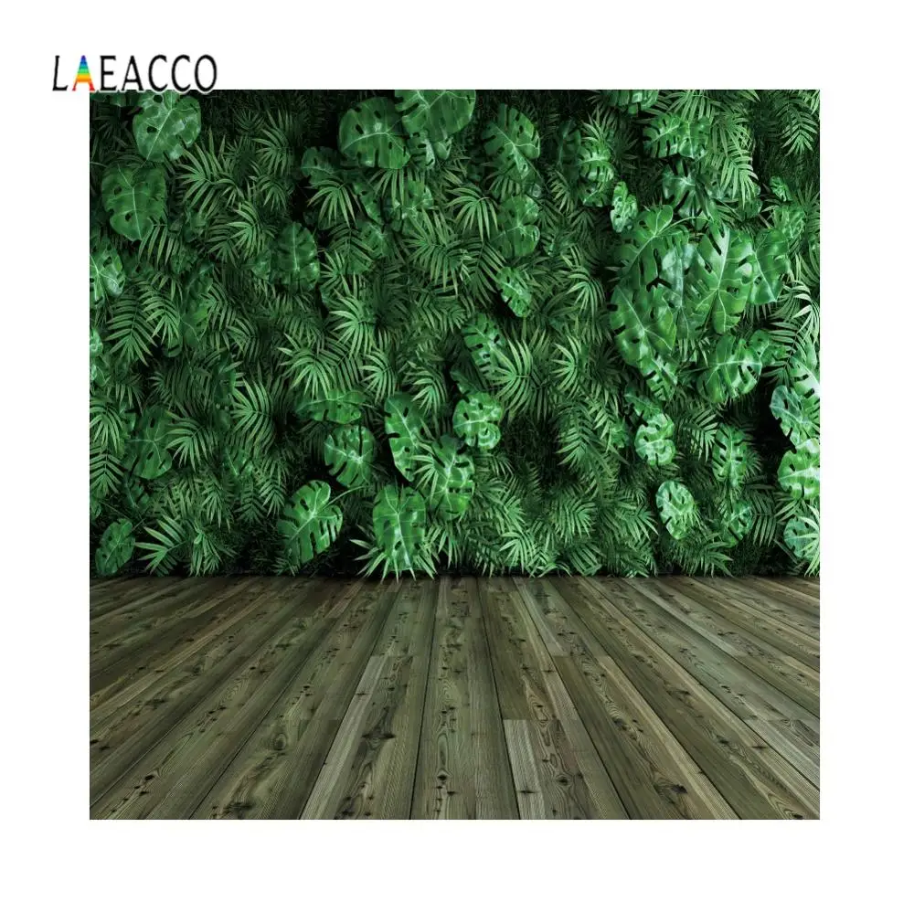 

Laeacco Wooden Board Floor Palm Leaves Photography Backdrops Portrait Baby Birthday Party Photo Backgrounds For Photo Studio