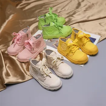 

Kids Boots Martin for Boys 2019 Autumn Toddler Boots Girls Ankle Canvas Shoes Teenager Girls Boots Martin with Zip Pink Shoes