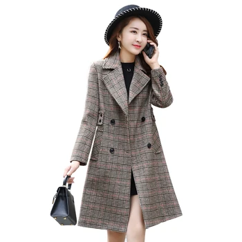 

2019 Female Plaid Overcoat Coats Womens Windbreakers Autumn Trench Coat For Women Parka Jackets Long Cape Manteau Femme Cloak