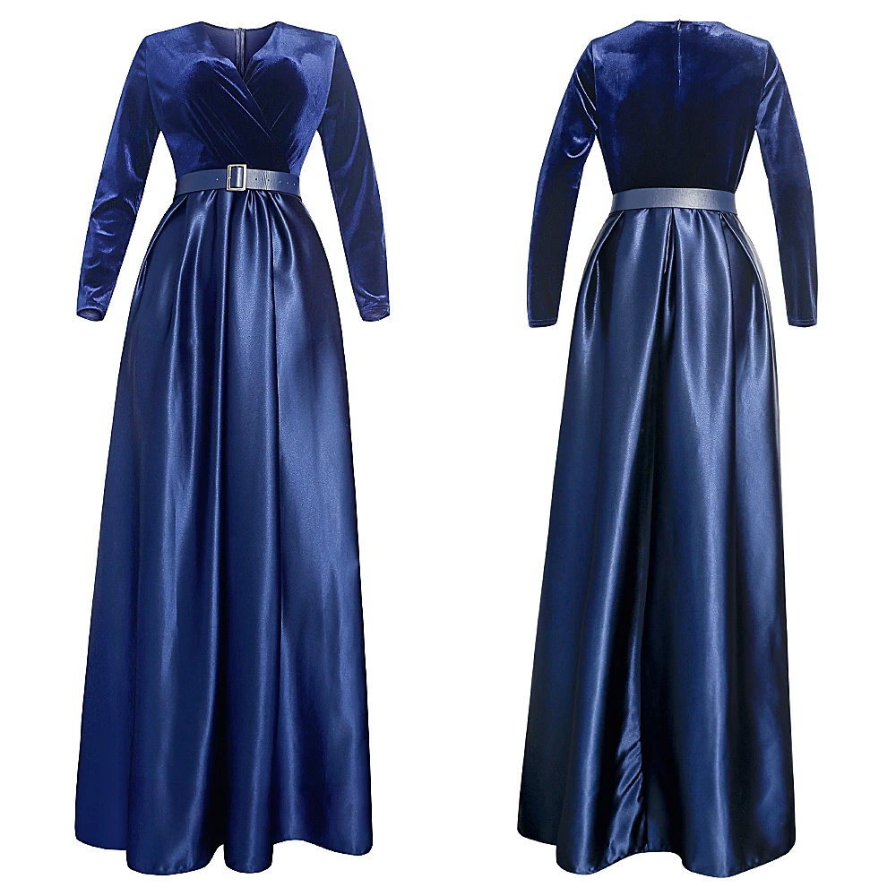 Plus Size Winter Velvet African Dresses For Women 2022 Dashiki New Year Dinner Gown Elegant Muslim Kaftan Satin Party Long Dress