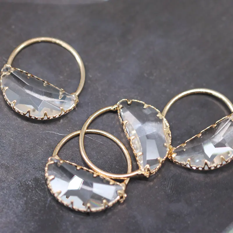 Copper Edging kc gold plated tardrop clear glass crystal single pendant beads 4pcs for earrings set jewelry foundings glass beads,metallic beads,metal beads