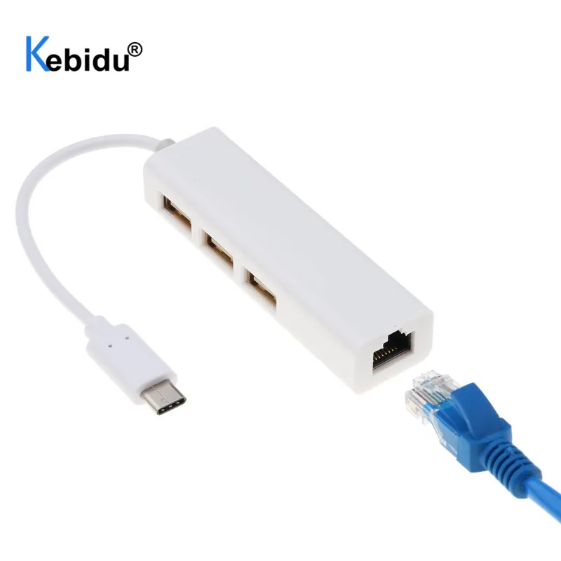 Kebidu Тип C Hub USB3.1 RJ45 Ethernet сетевой LAN адаптер USB-C к USB-кабелю для Macbook ThinkPad Samsung ноутбука