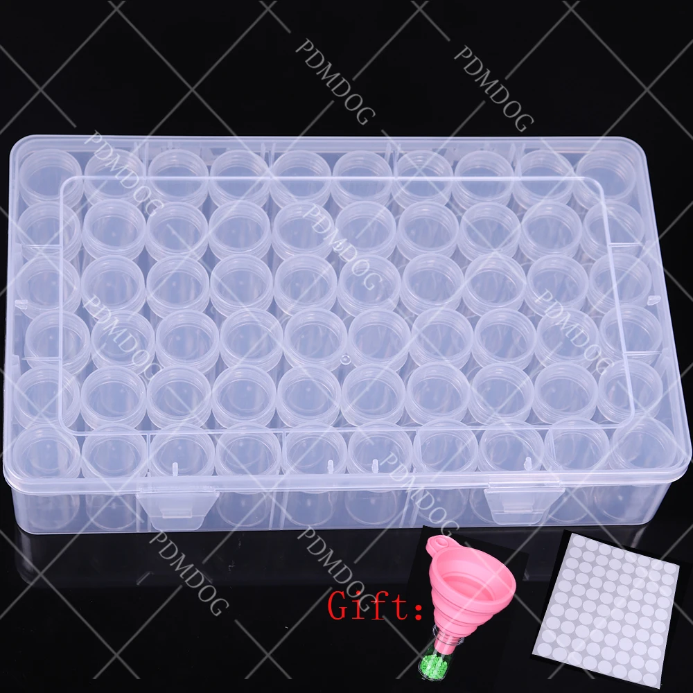 

60 Bottles Box Transparent Container Case Diamond Painting Accessories Diamond Embroidery Beads Storage Box Organizer Tools