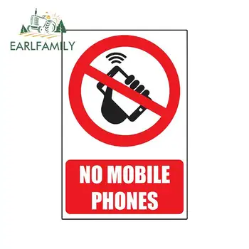 

EARLFAMILY 13cm x 8.7cm for NO Mobile Cell Phones WARNING SAFETY SIGN Fine Decal Waterproof Car Assessoires Car Stickers
