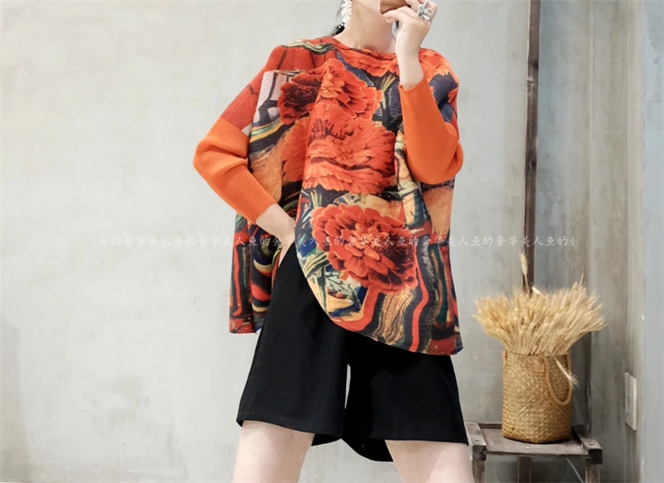 Горячая Miyake fold три четверти футболка народная-Пользовательские печати футболки