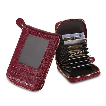 

KANDRA Women Multi-function Organ Credit Card Holder Zipper Purse Pu Leather Small Coin Bag Female Card Wallet 2019