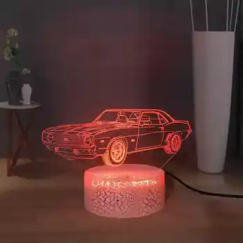 

Car enthusiast Best Gift Car Bedside Lamp RGB 7colorful LED Night Light USB Switch Kids Read Table Lamp Novelty Home Decor Light