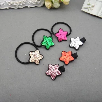 

1PC/1Set lovely Sequin Star Girl Combination Ponytail Elastic Hair Bands Sweet Children's series Hair Grips Hair Accessories