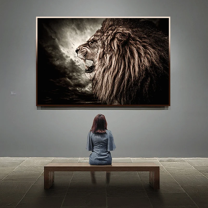 The King of Animals Canvas Painting Lion Power Posters Prints Wall Art Picture for Living Room Home Decoration Free Shipping | Дом и сад