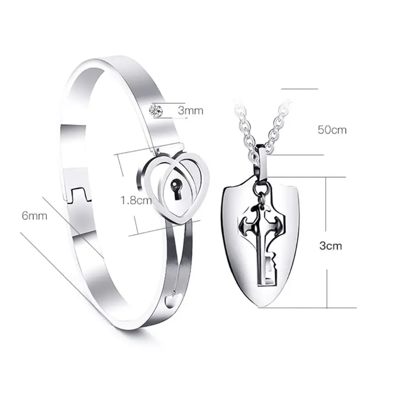 Титановая головоломка Пара Ключ-сердце, замок браслет ожерелье Любовник Ювелирные изделия подарок