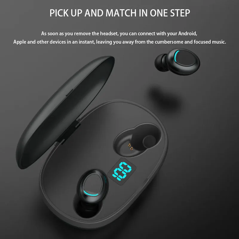 Bluetooth наушники стерео V5.0 модные Беспроводной Touch Управление Беспроводной голову Затачивает 5-уровневая Водонепроницаемый зарядки Корпус