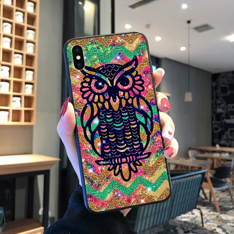 Hewan Burung Hantu Di Pohon Baru Tiba Hitam untuk iPhone 8 7 6 6S Plus X XS MAX 5 5S SE XR 11 11pro Promax Ponsel